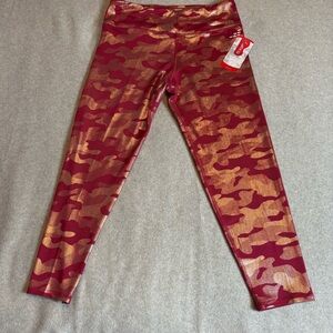 BCG Red and Gold Camo Girls Athletic Leggings Large